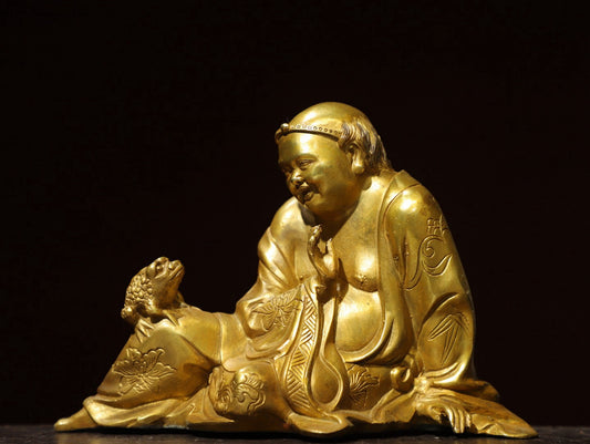 Bronze Gilded Gold [Liu Hai Xi Jin Chan] Buddha Statue