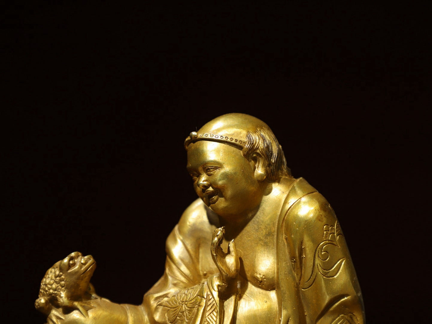 Bronze Gilded Gold [Liu Hai Xi Jin Chan] Buddha Statue