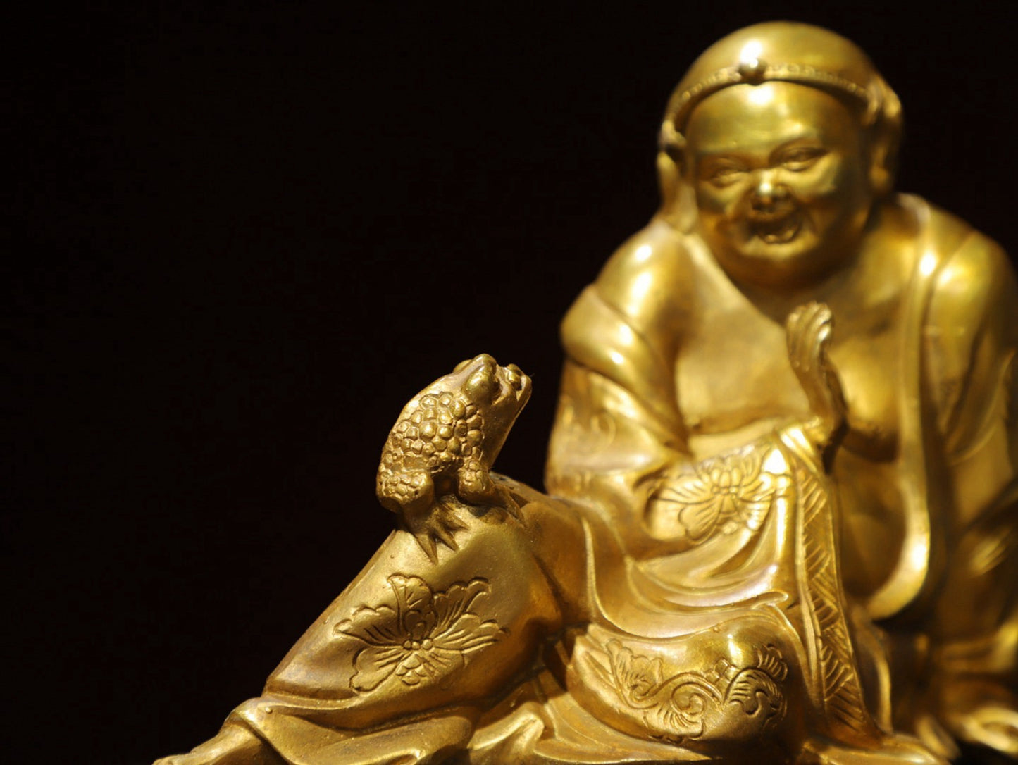 Bronze Gilded Gold [Liu Hai Xi Jin Chan] Buddha Statue