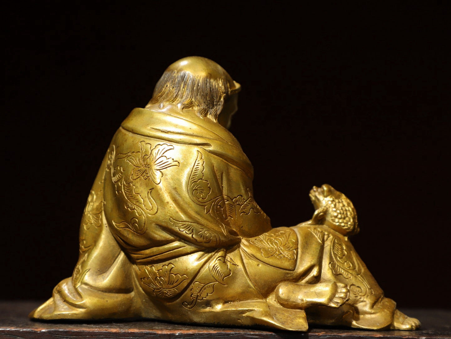 Bronze Gilded Gold [Liu Hai Xi Jin Chan] Buddha Statue