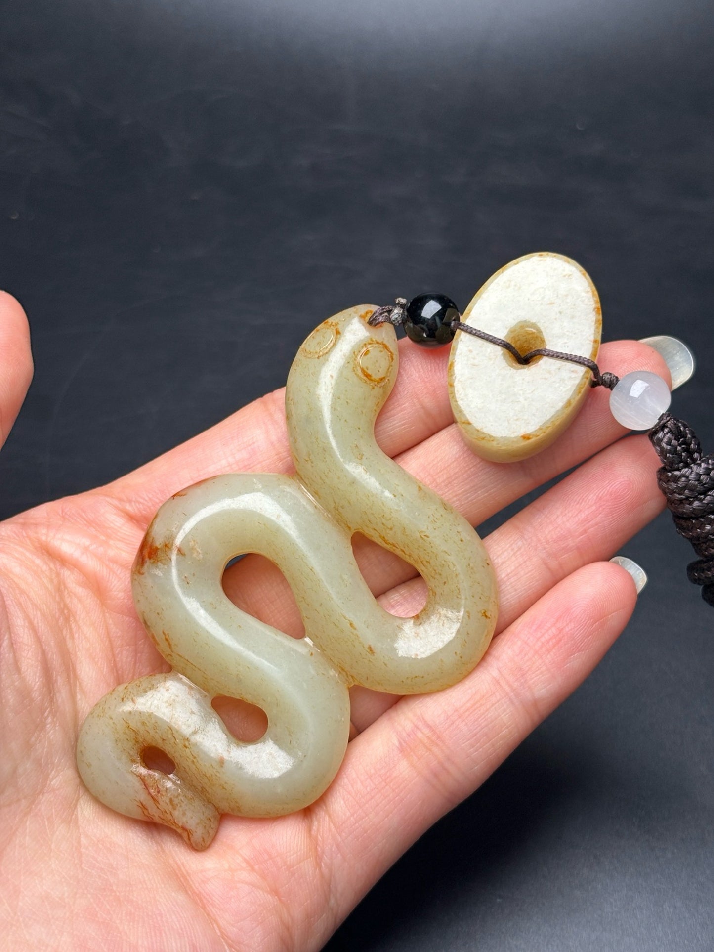 Chinese antiques exquisite Hetian Jade Snake