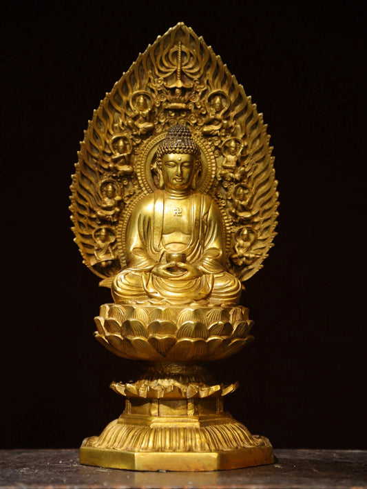 Bronze gilded Buddha statue of Shakyamuni