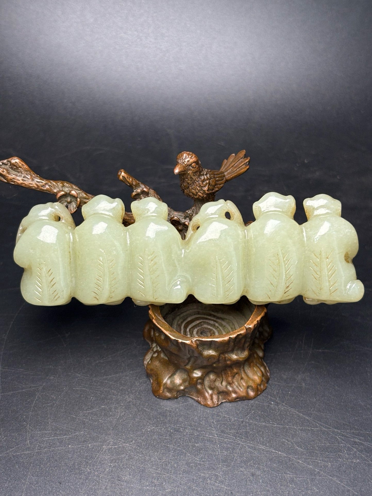 Chinese antique exquisite Hotan Jade pen holder