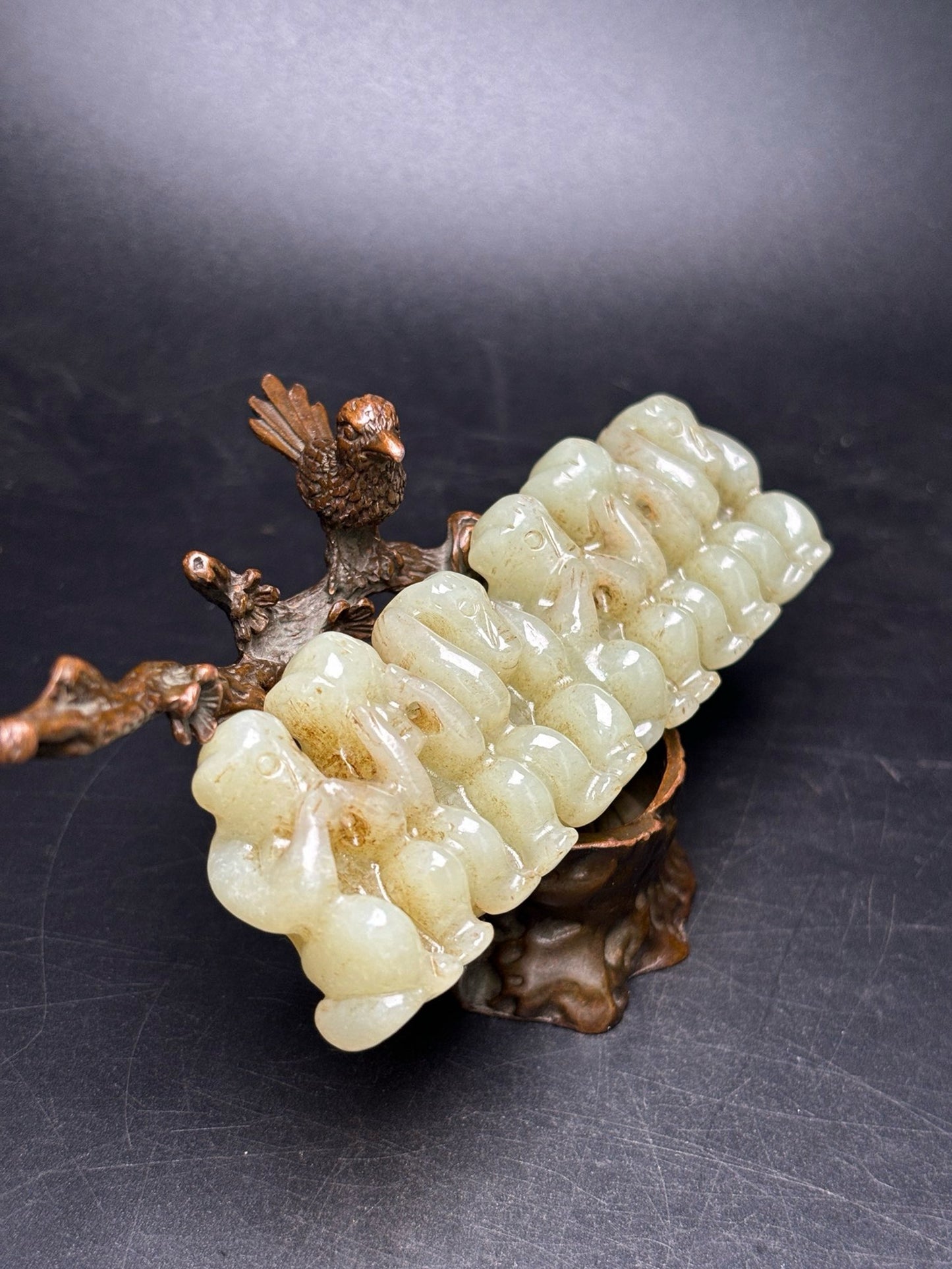 Chinese antique exquisite Hotan Jade pen holder