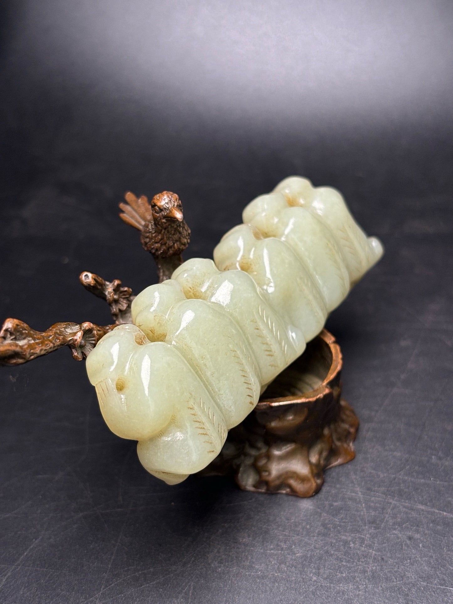 Chinese antique exquisite Hotan Jade pen holder