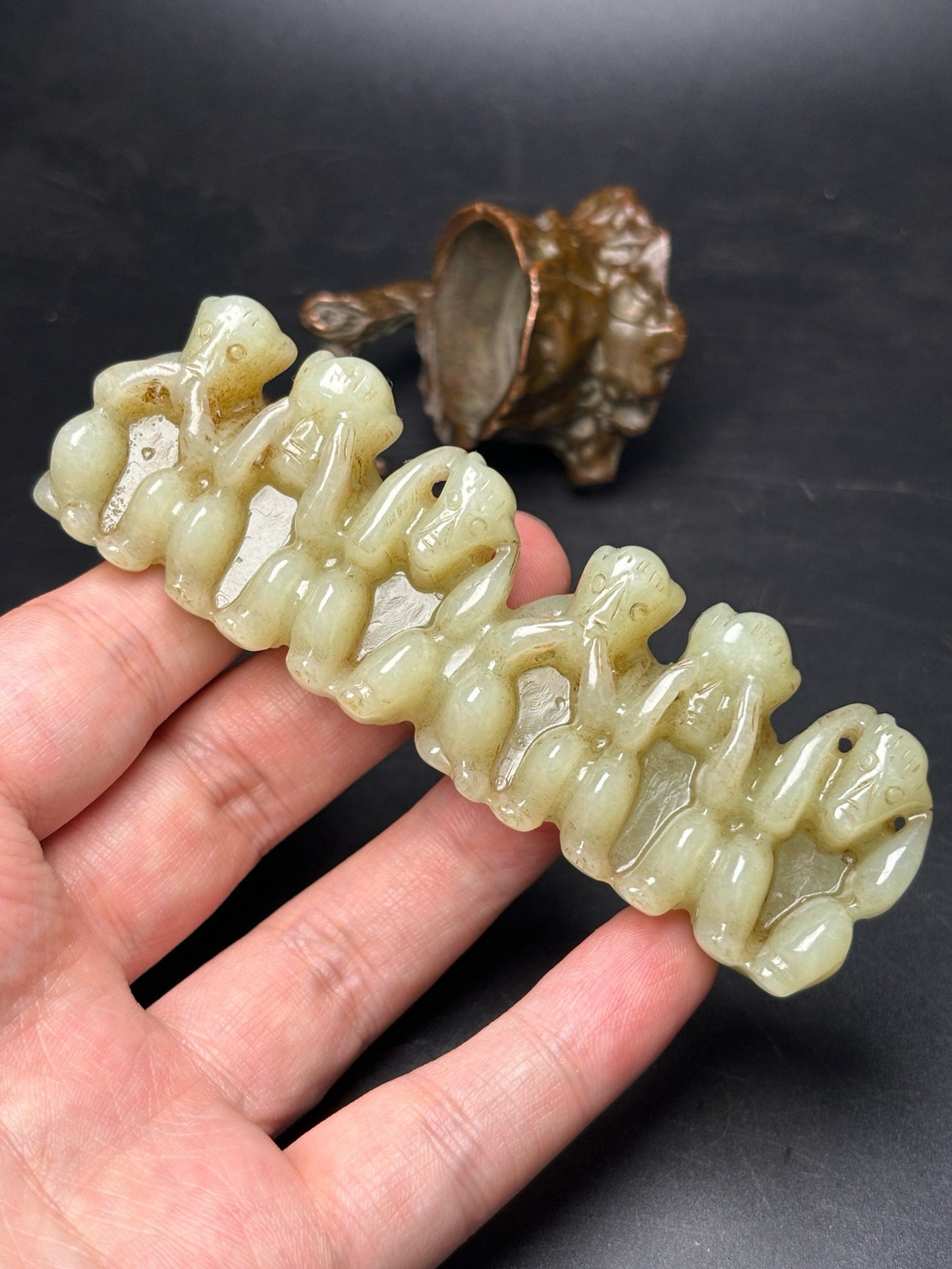Chinese antique exquisite Hotan Jade pen holder