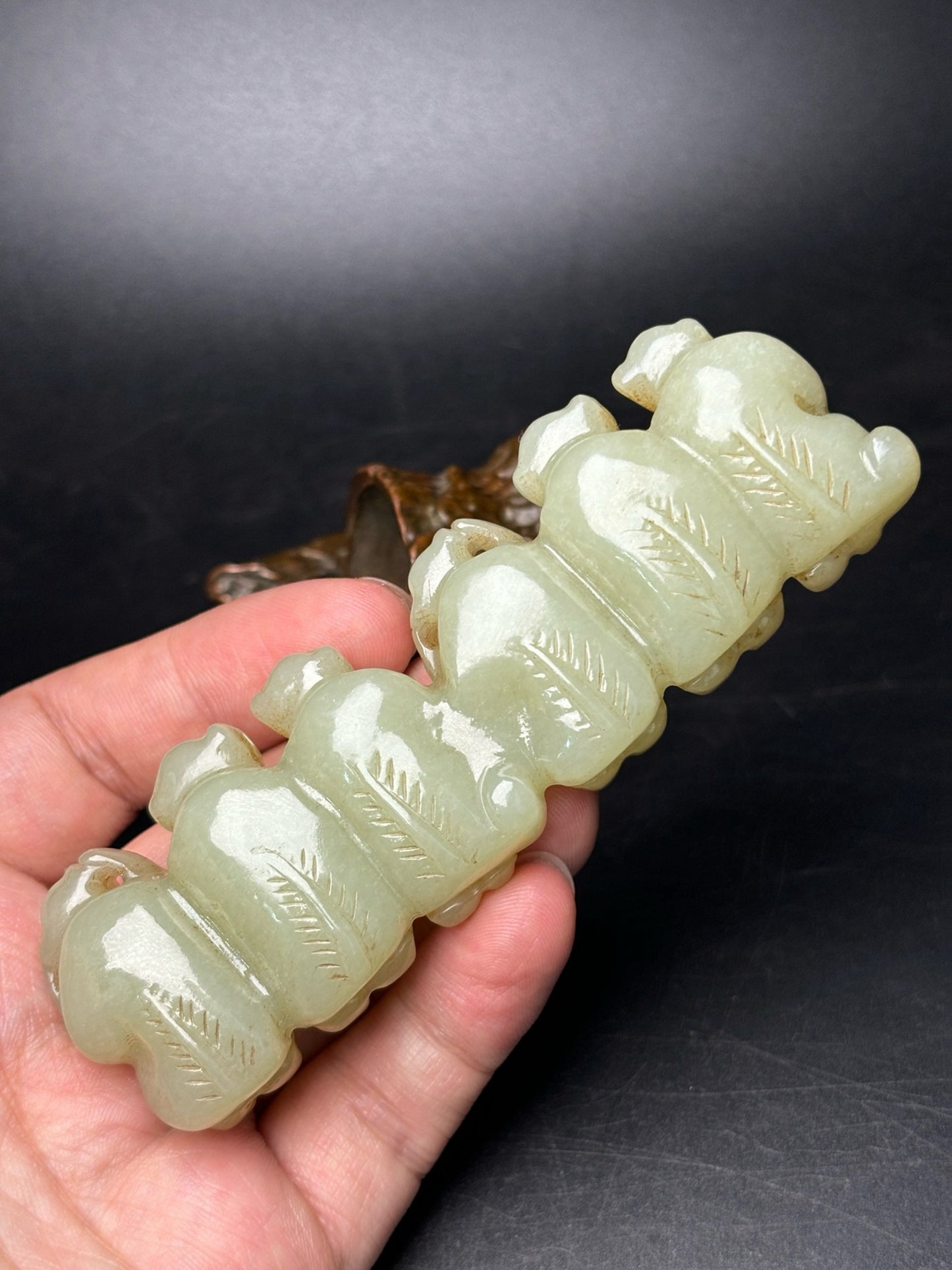 Chinese antique exquisite Hotan Jade pen holder