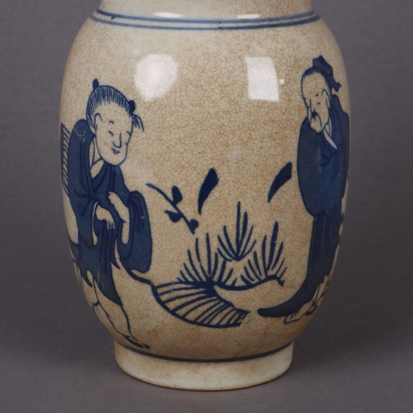 Blue and white porcelain character story patterned small general jar