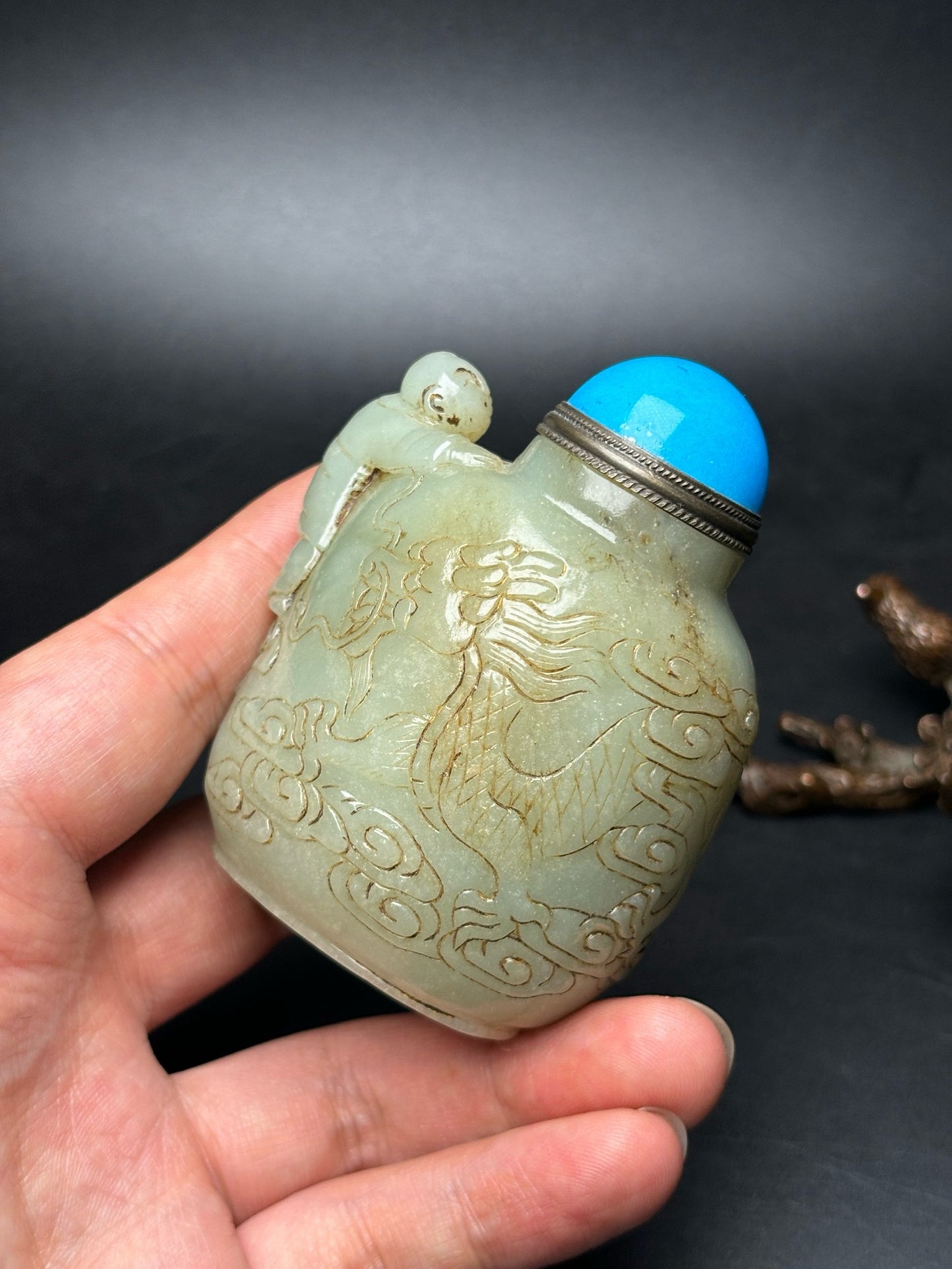 Chinese antique exquisite Hetian jade pendant