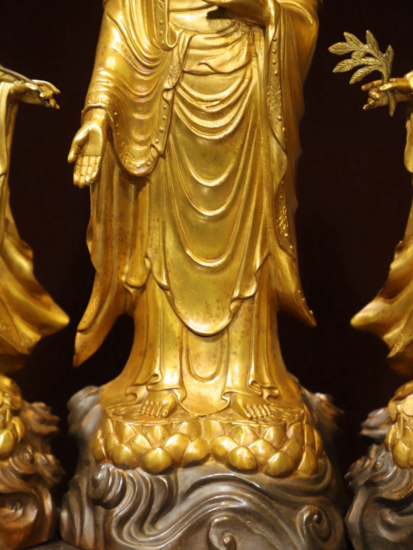 A set of bronze gilded Buddha statues of the Three Saints of the West