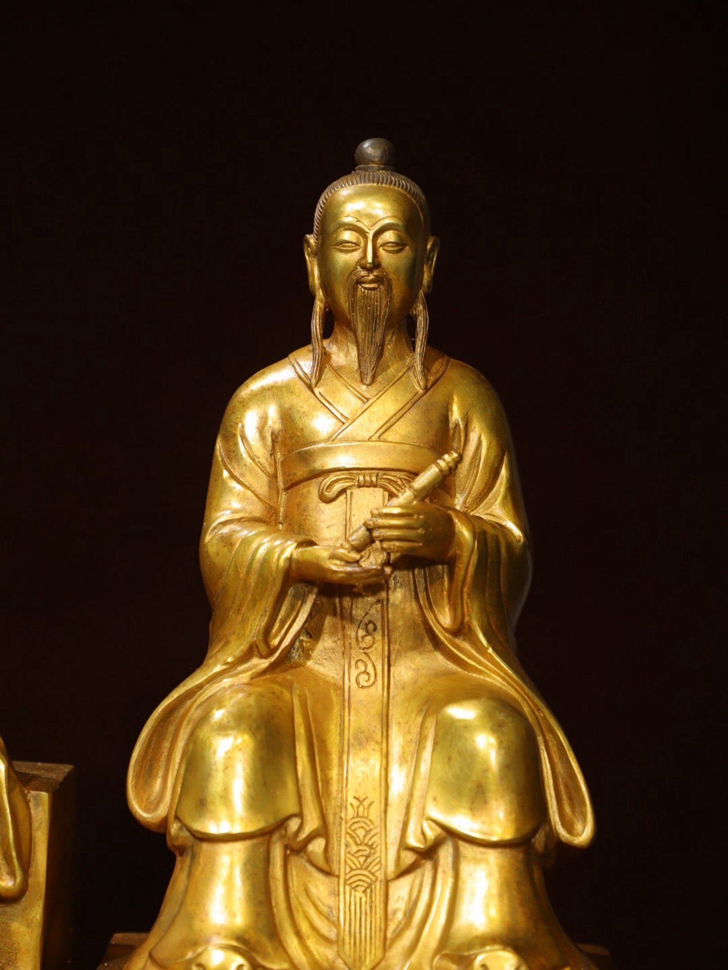A set of bronze gilded Buddha statues of Sanmao Zhenjun