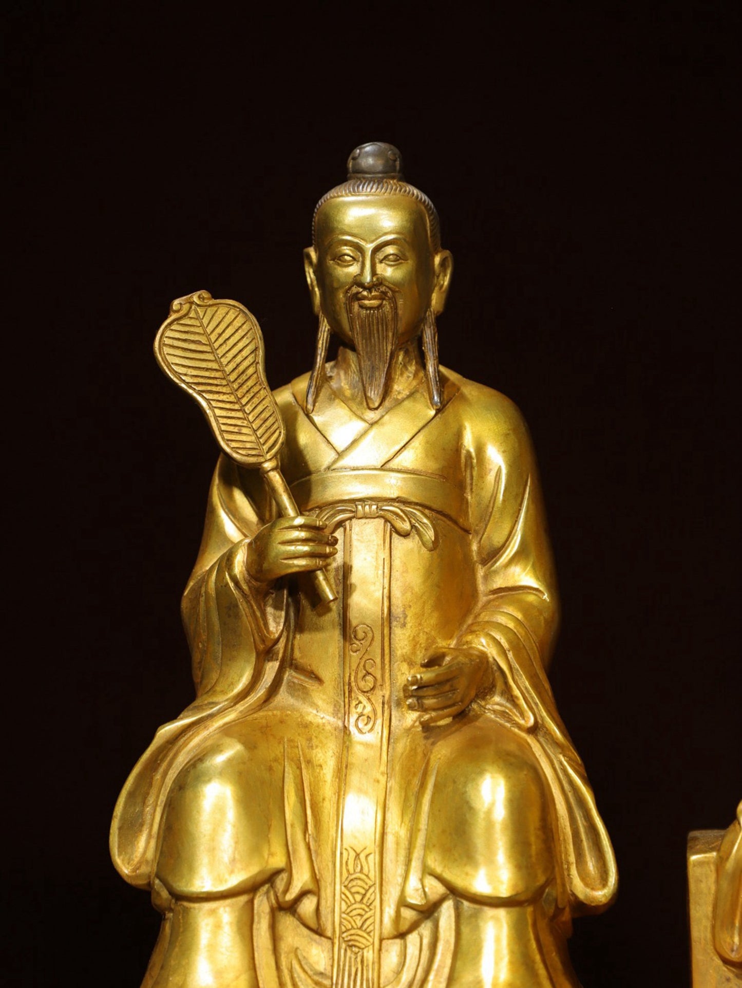 A set of bronze gilded Buddha statues of Sanmao Zhenjun