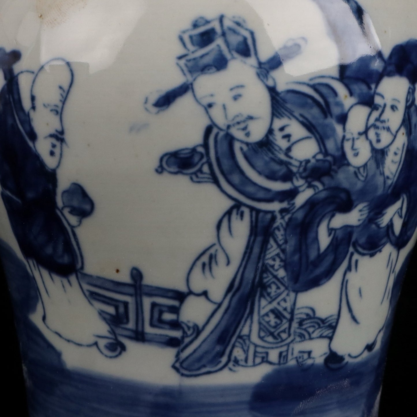 Blue and white fortune, longevity, and three-star patterned general jar