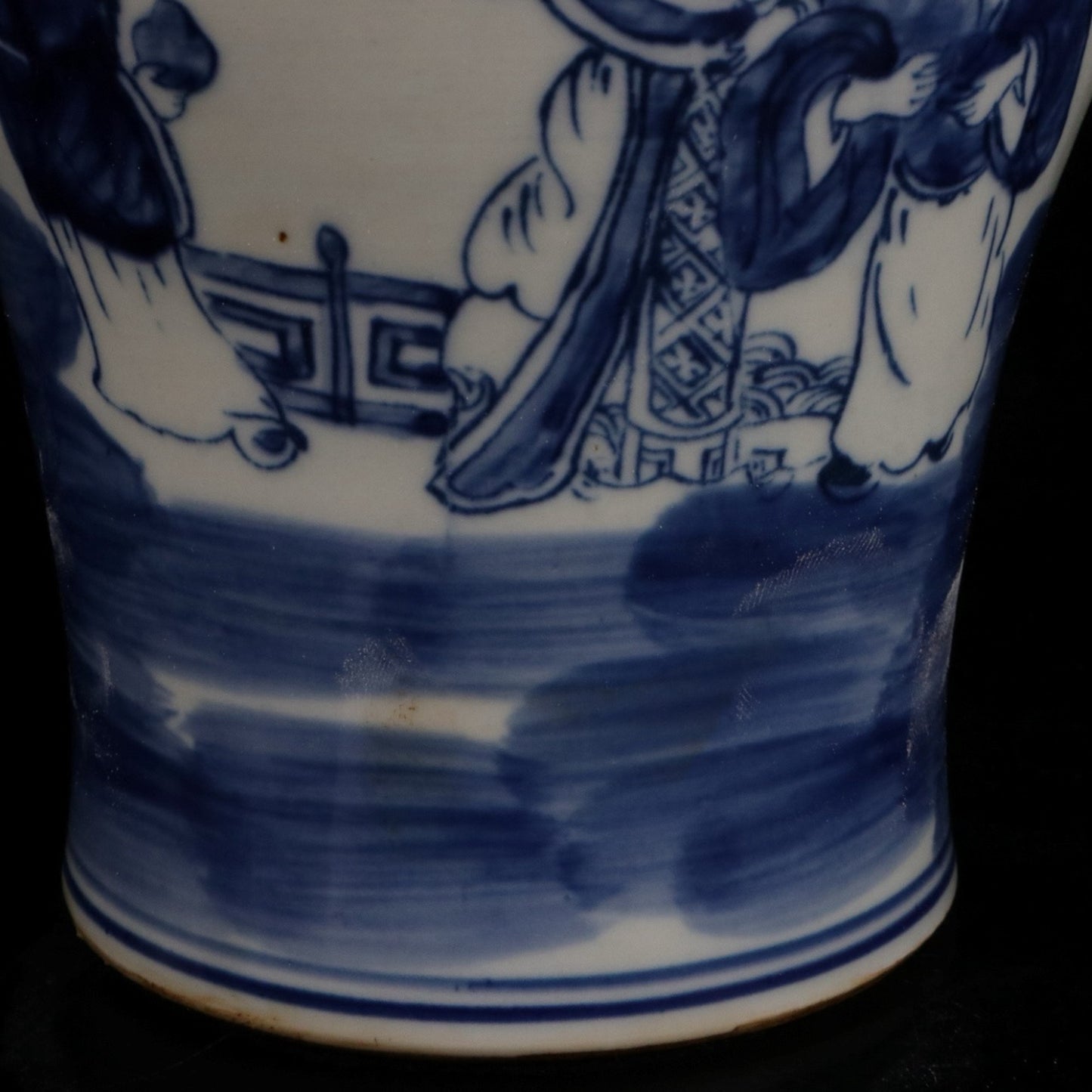 Blue and white fortune, longevity, and three-star patterned general jar