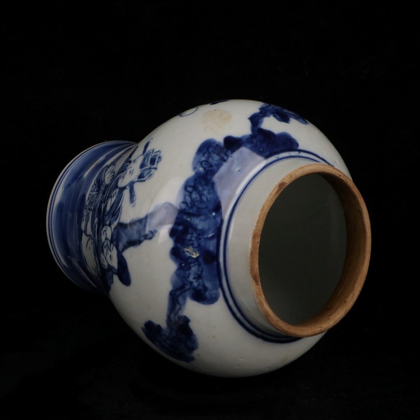 Blue and white fortune, longevity, and three-star patterned general jar