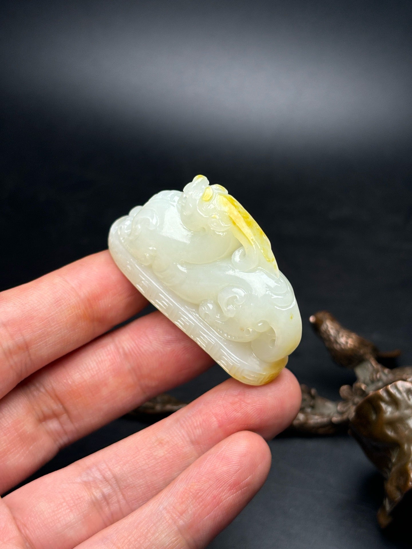Chinese antique exquisite Hotan Jade ornaments
