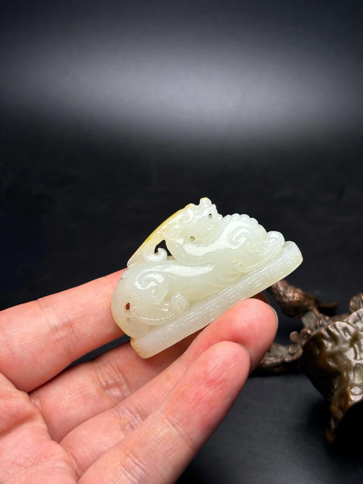 Chinese antique exquisite Hotan Jade ornaments