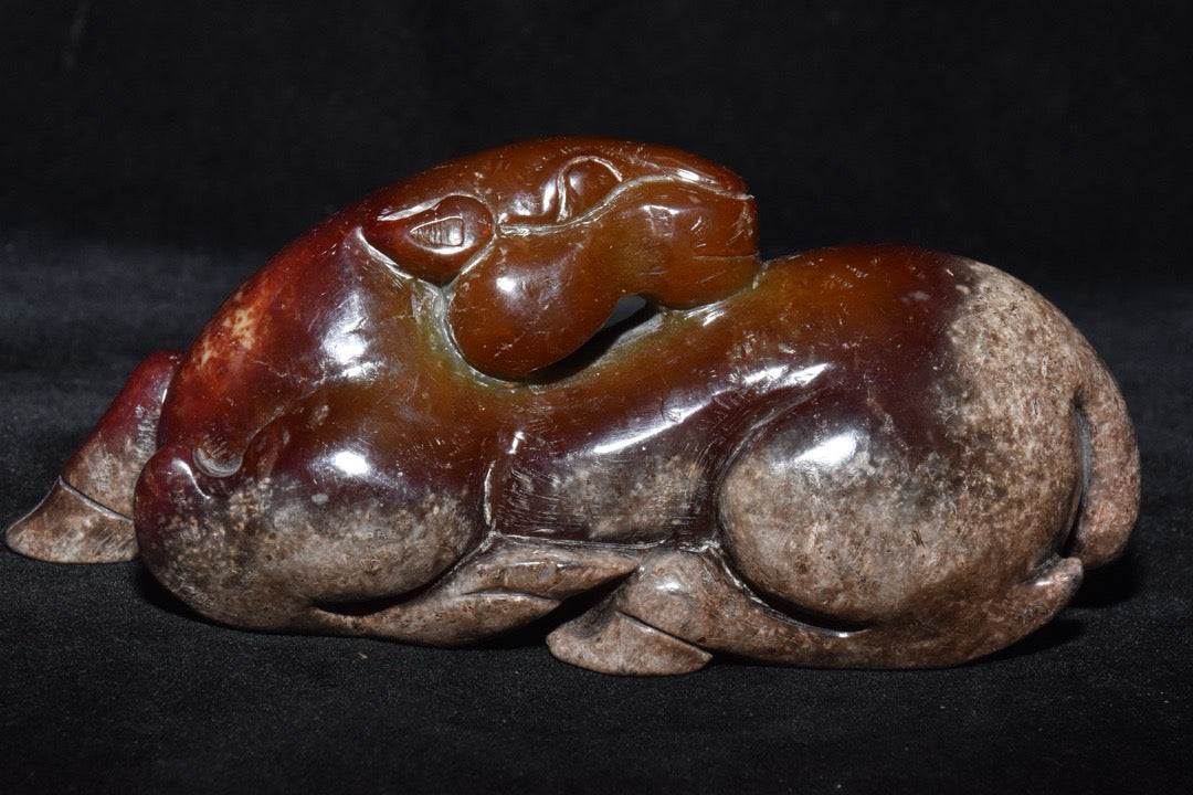 Chinese Antique Old Jade Bull