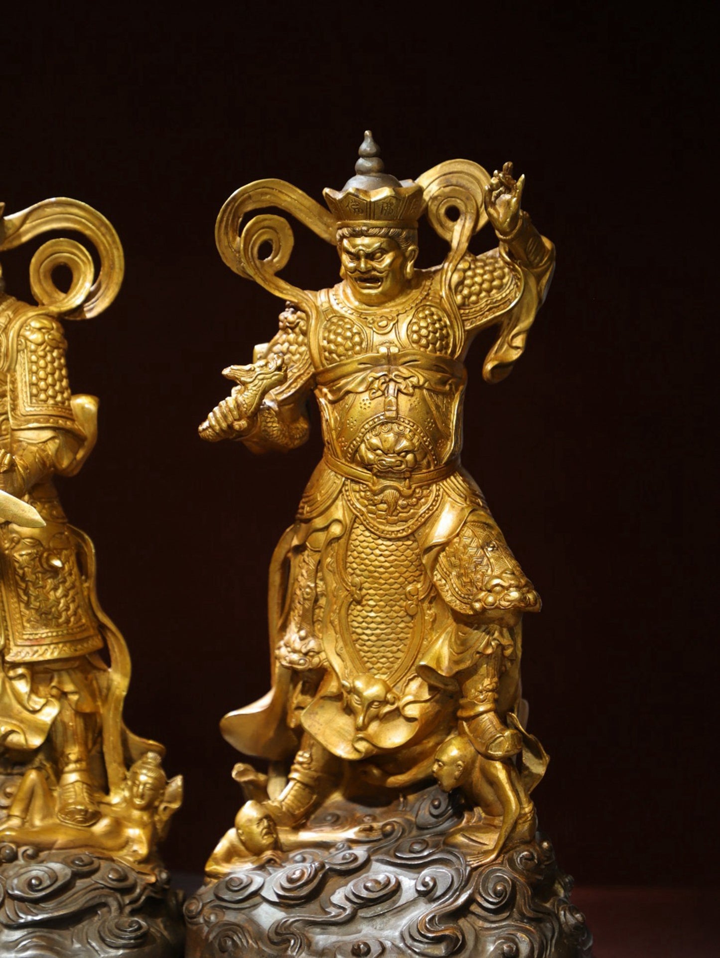 A set of bronze gilded Buddha statues of the Four Heavenly Kings