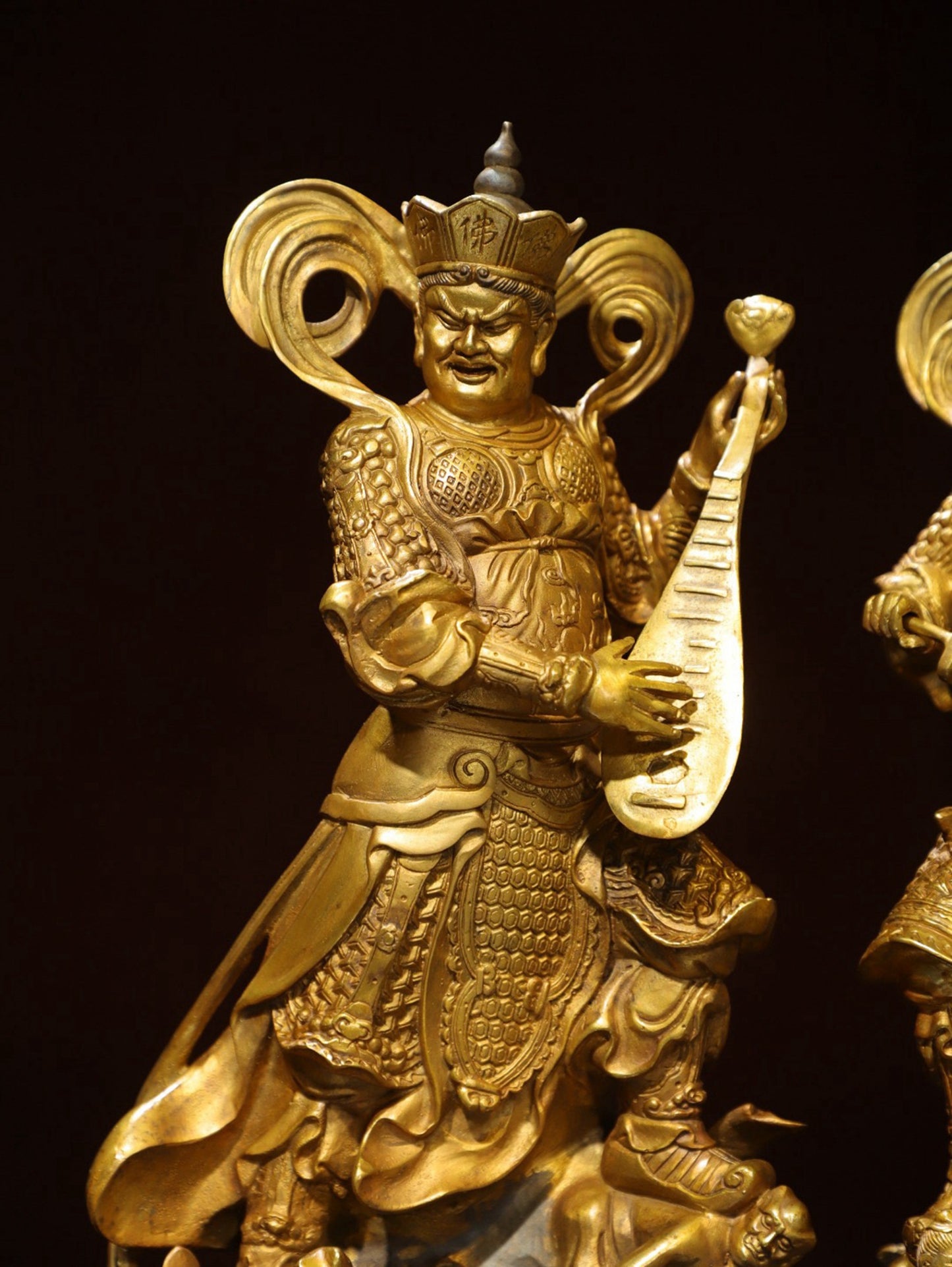 A set of bronze gilded Buddha statues of the Four Heavenly Kings