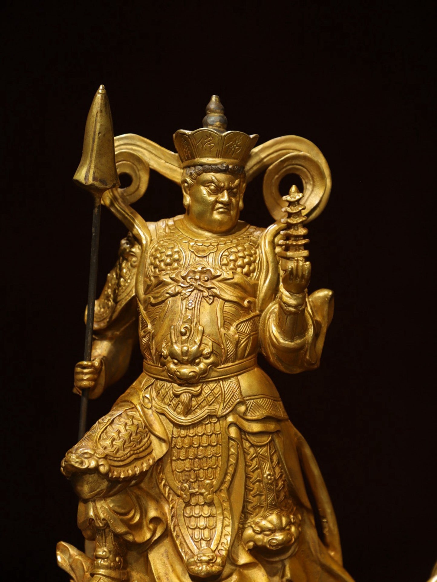 A set of bronze gilded Buddha statues of the Four Heavenly Kings