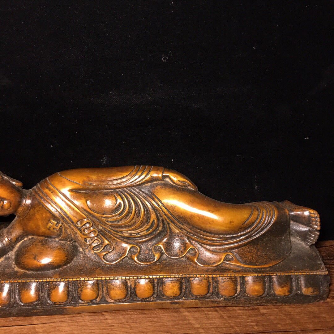 Chinese antique pure copper sleeping Buddha