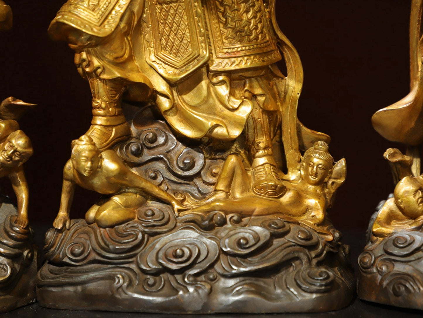 A set of bronze gilded Buddha statues of the Four Heavenly Kings