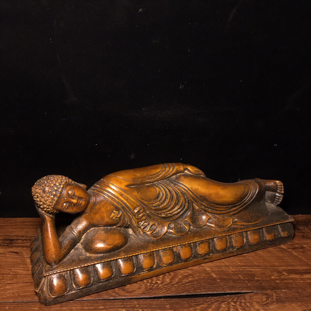 Chinese antique pure copper sleeping Buddha
