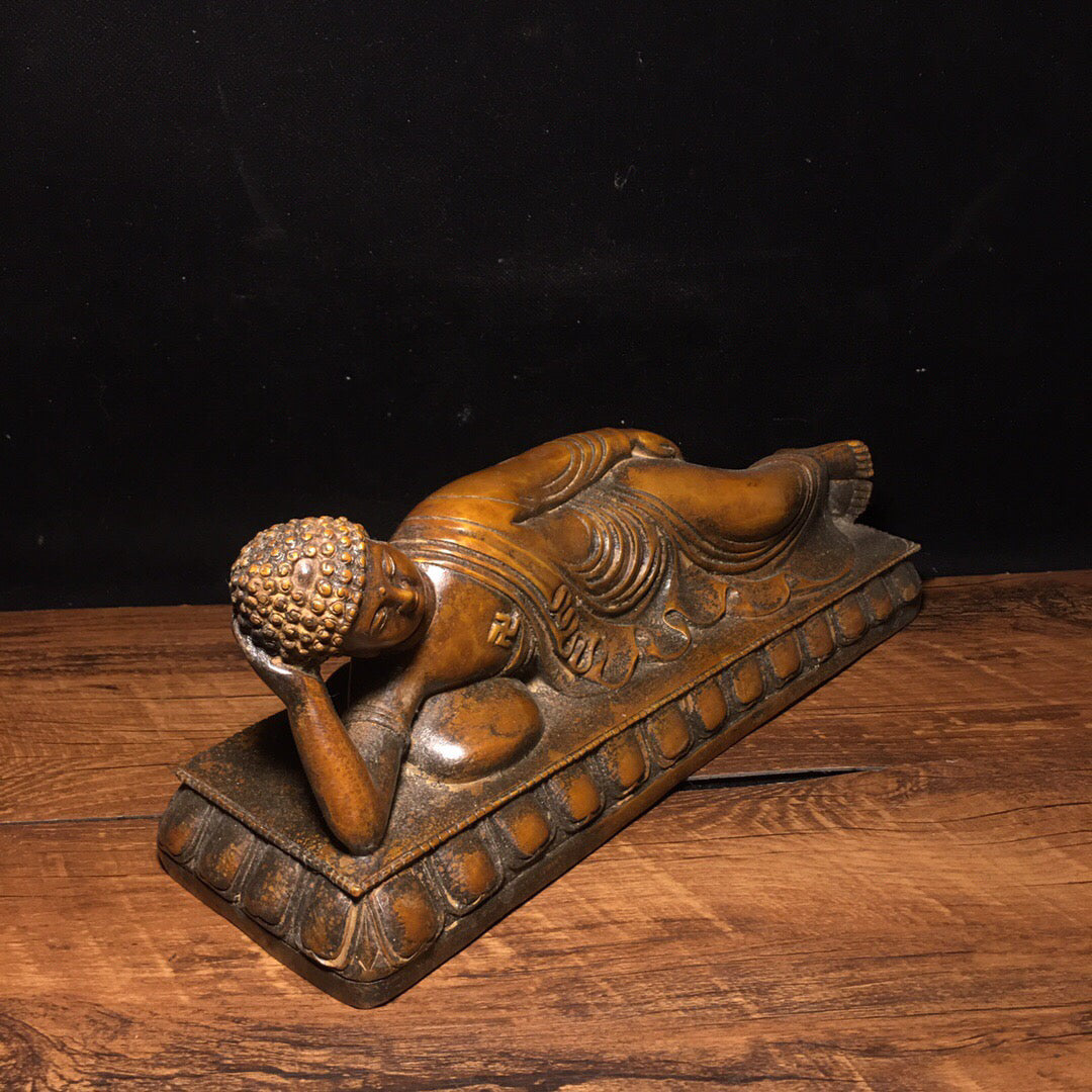 Chinese antique pure copper sleeping Buddha