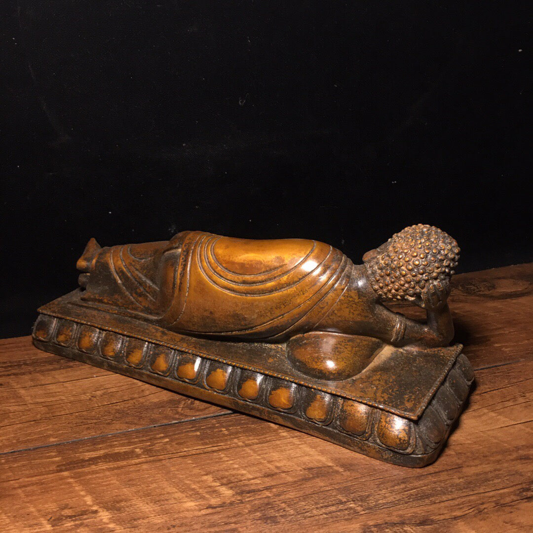 Chinese antique pure copper sleeping Buddha