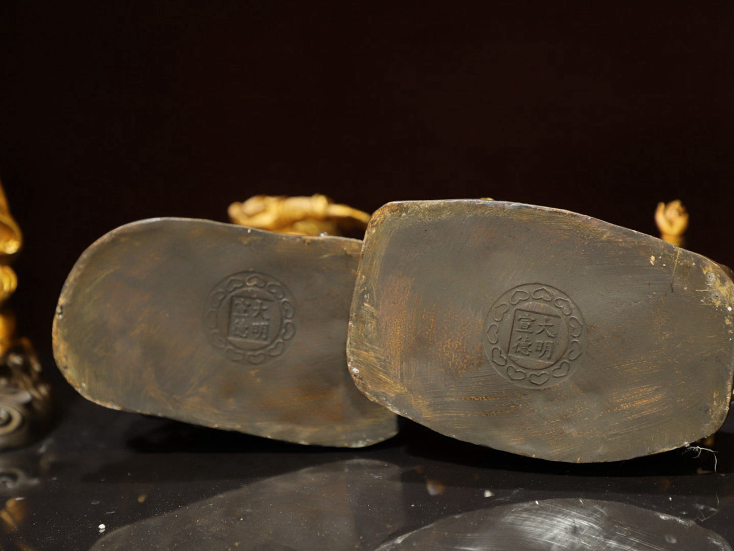 A set of bronze gilded Buddha statues of the Four Heavenly Kings