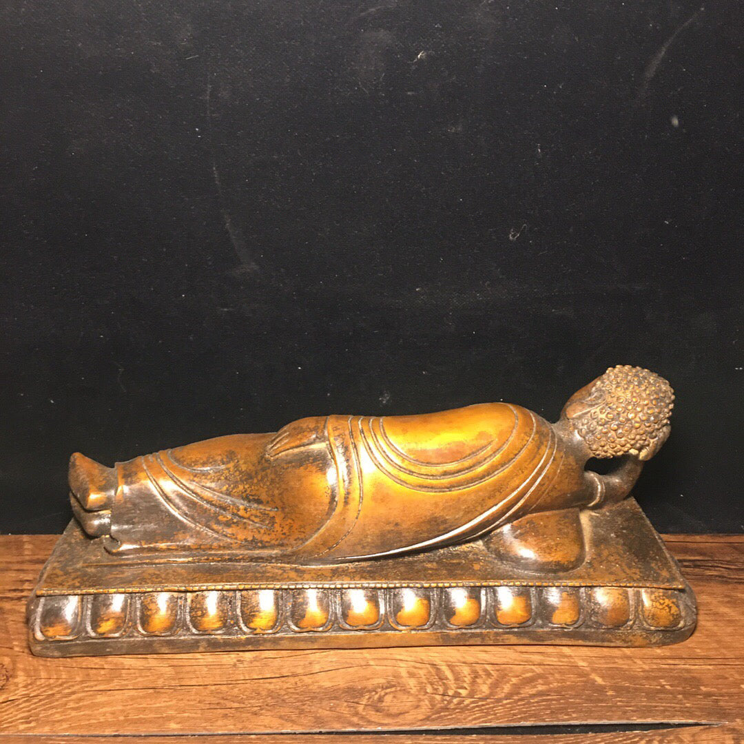 Chinese antique pure copper sleeping Buddha