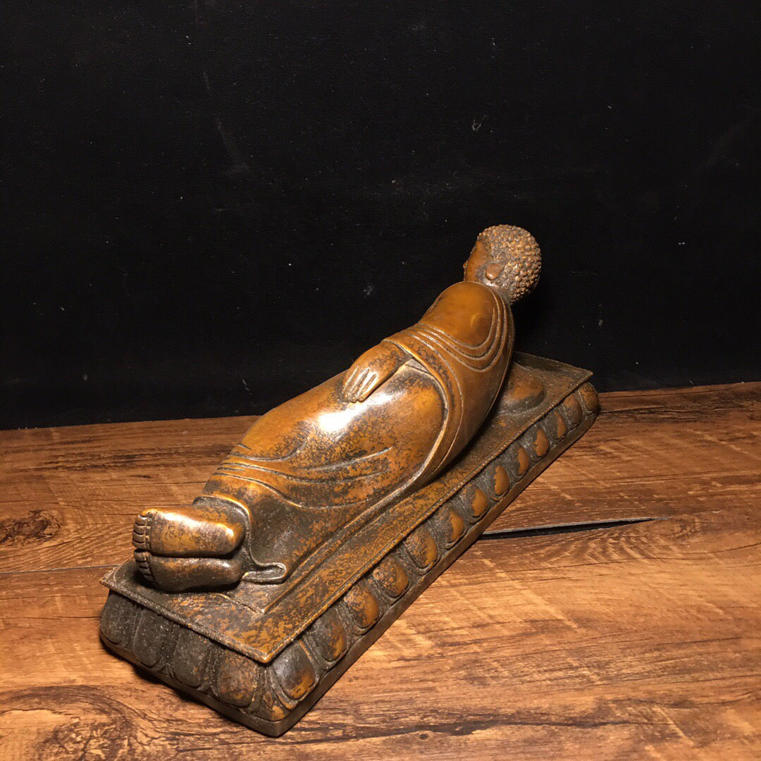 Chinese antique pure copper sleeping Buddha