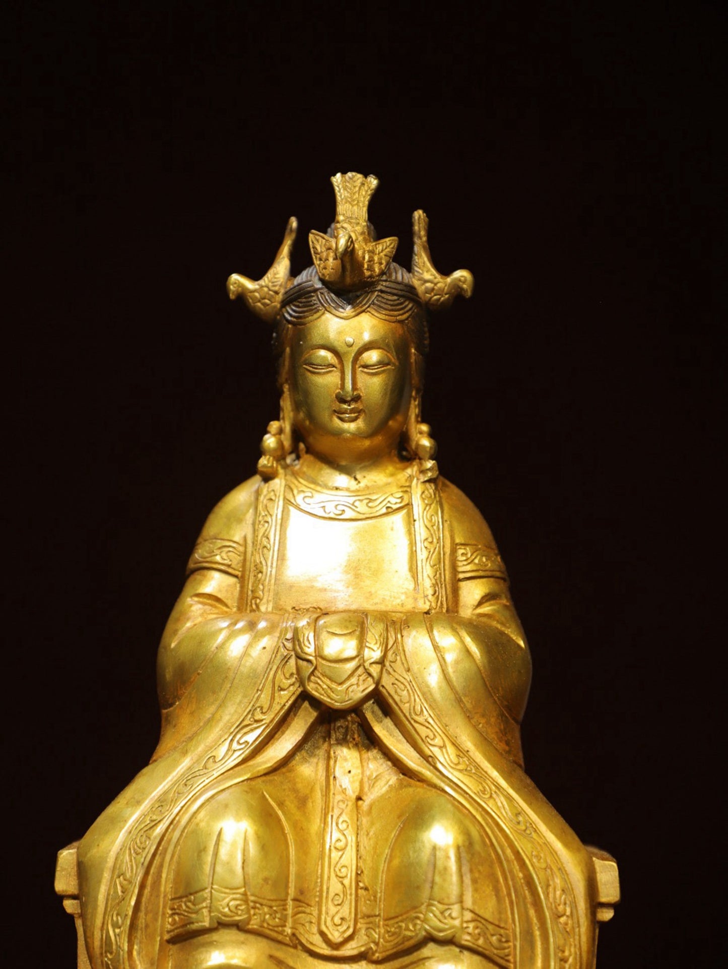 Bronze gilded statue of the Queen Mother Buddha
