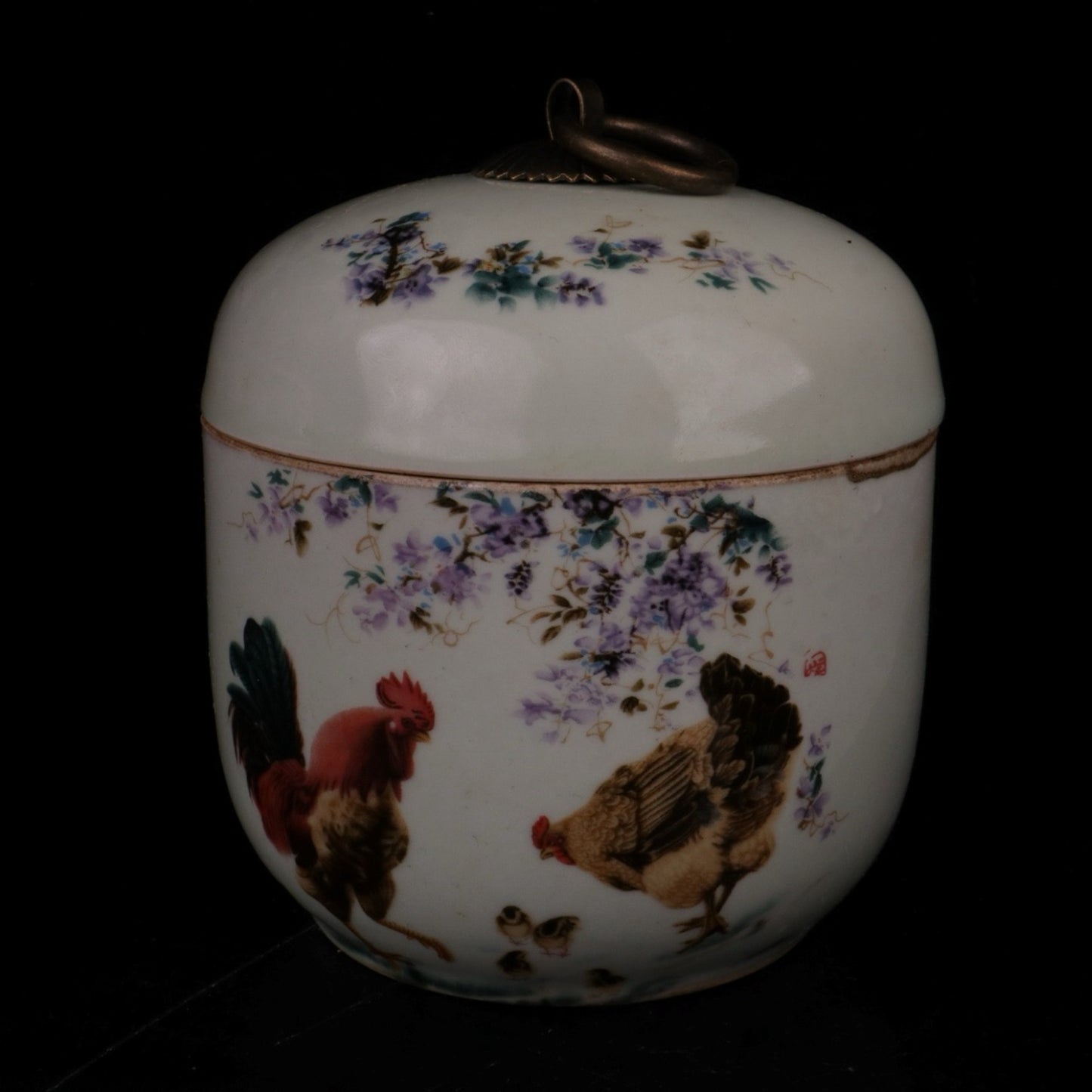 Pink lucky Italian patterned small ginseng jar