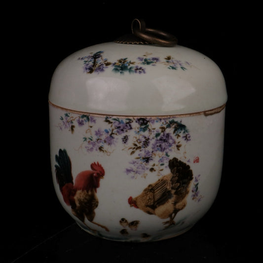 Pink lucky Italian patterned small ginseng jar