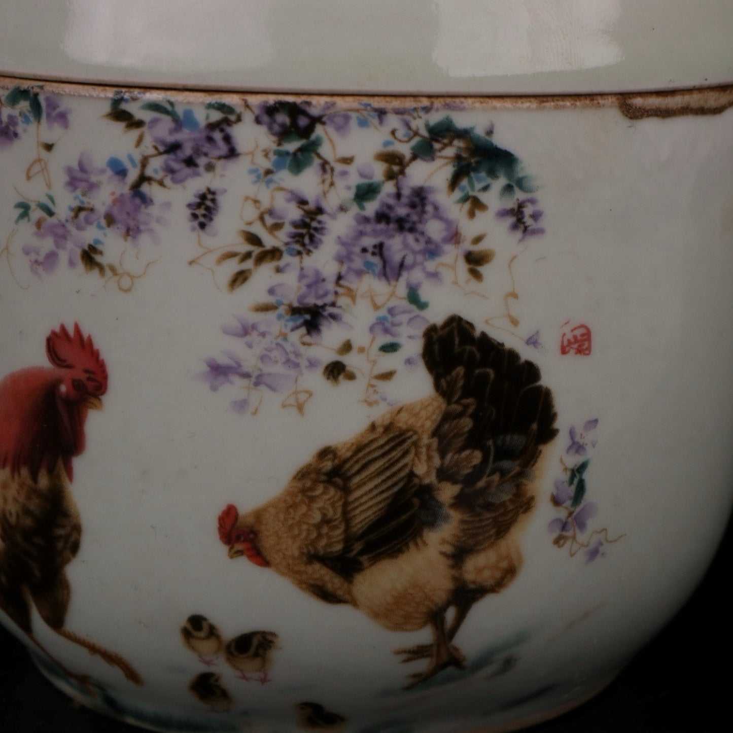 Pink lucky Italian patterned small ginseng jar