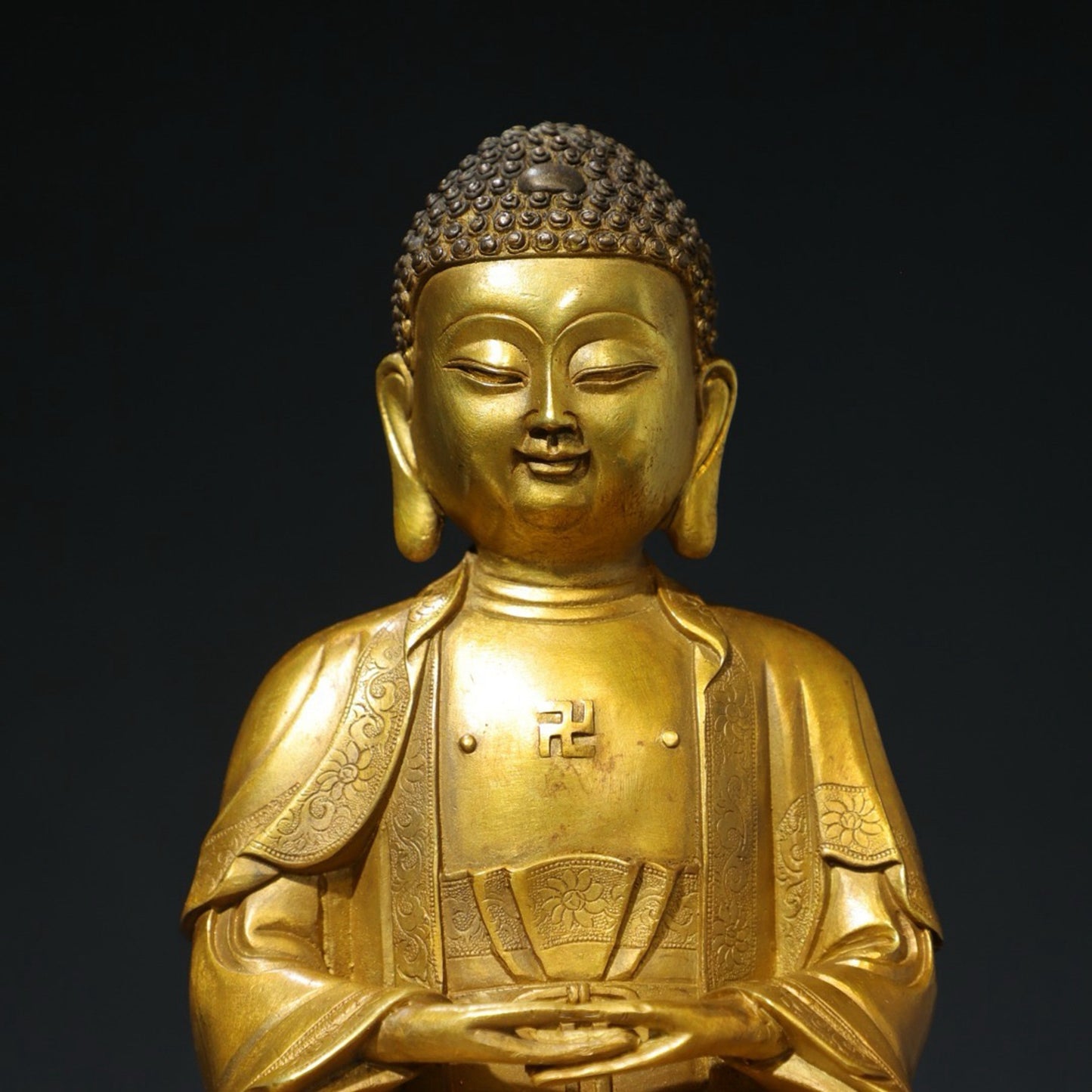 Bronze mud gold Buddha statue of Shakyamuni