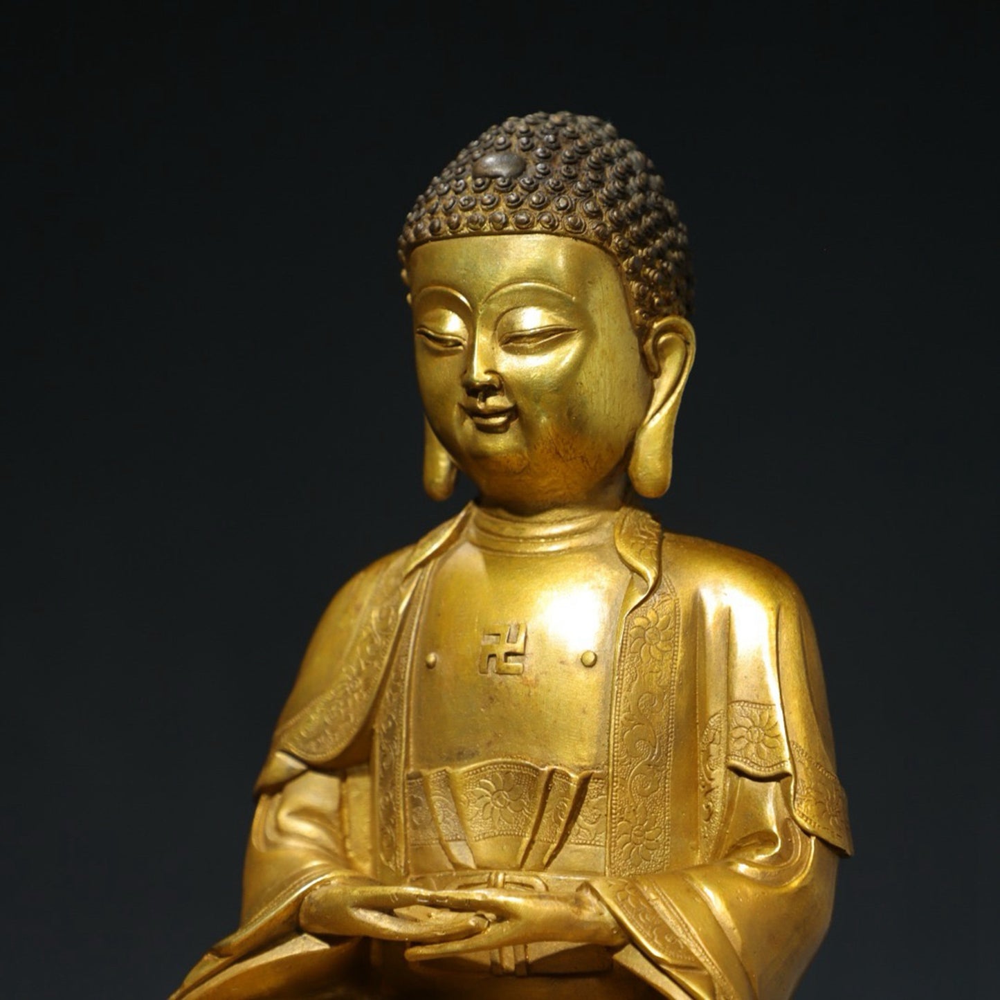 Bronze mud gold Buddha statue of Shakyamuni