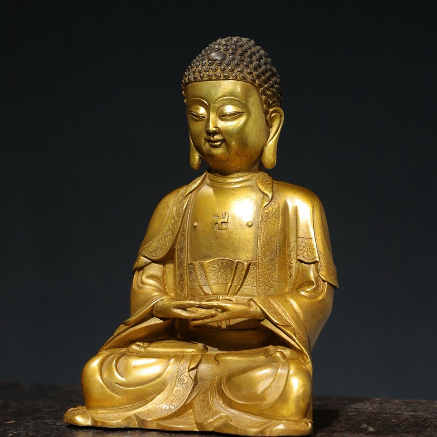 Bronze mud gold Buddha statue of Shakyamuni
