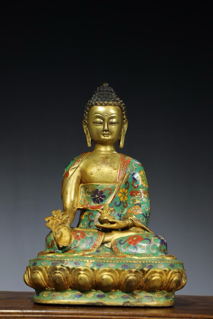 Chinese antique pure copper cloisonne Buddha statue