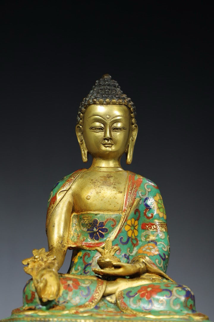 Chinese antique pure copper cloisonne Buddha statue