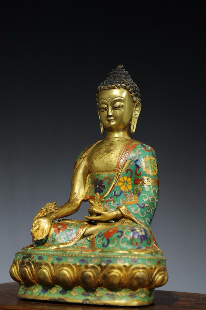 Chinese antique pure copper cloisonne Buddha statue