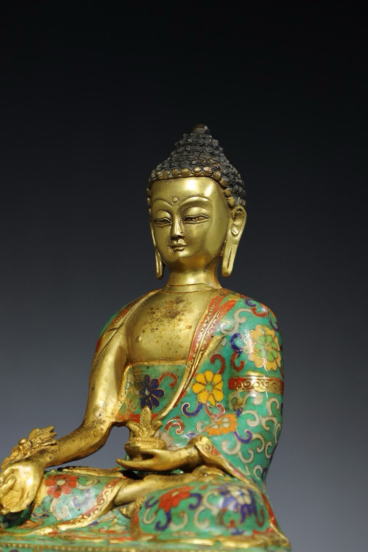 Chinese antique pure copper cloisonne Buddha statue
