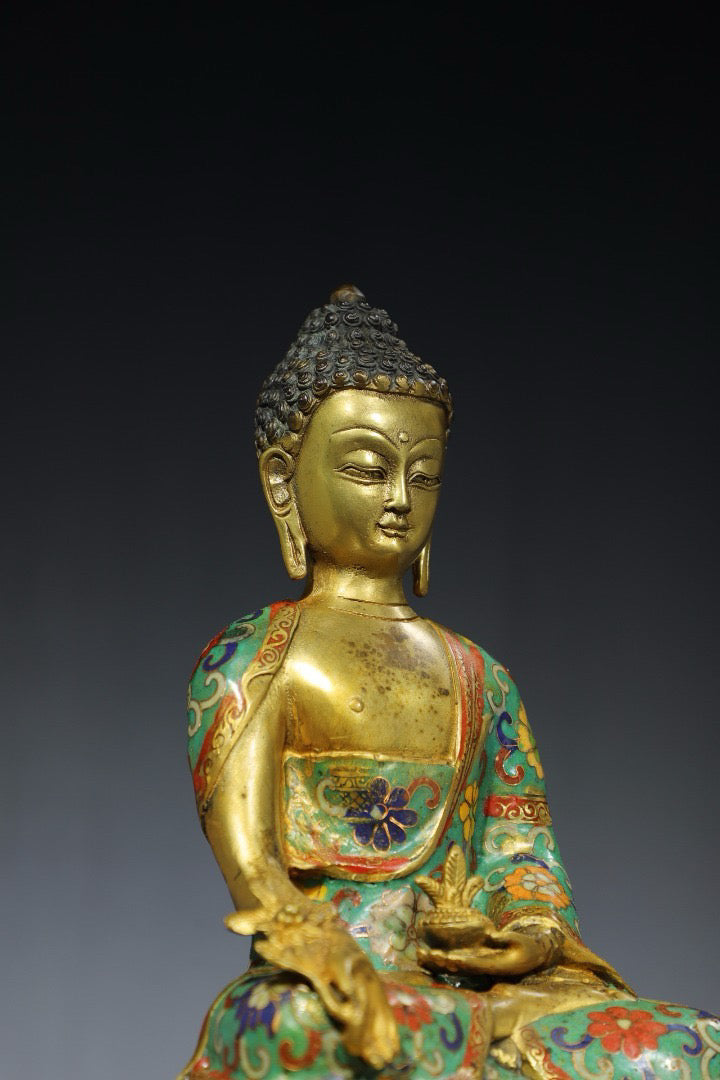 Chinese antique pure copper cloisonne Buddha statue