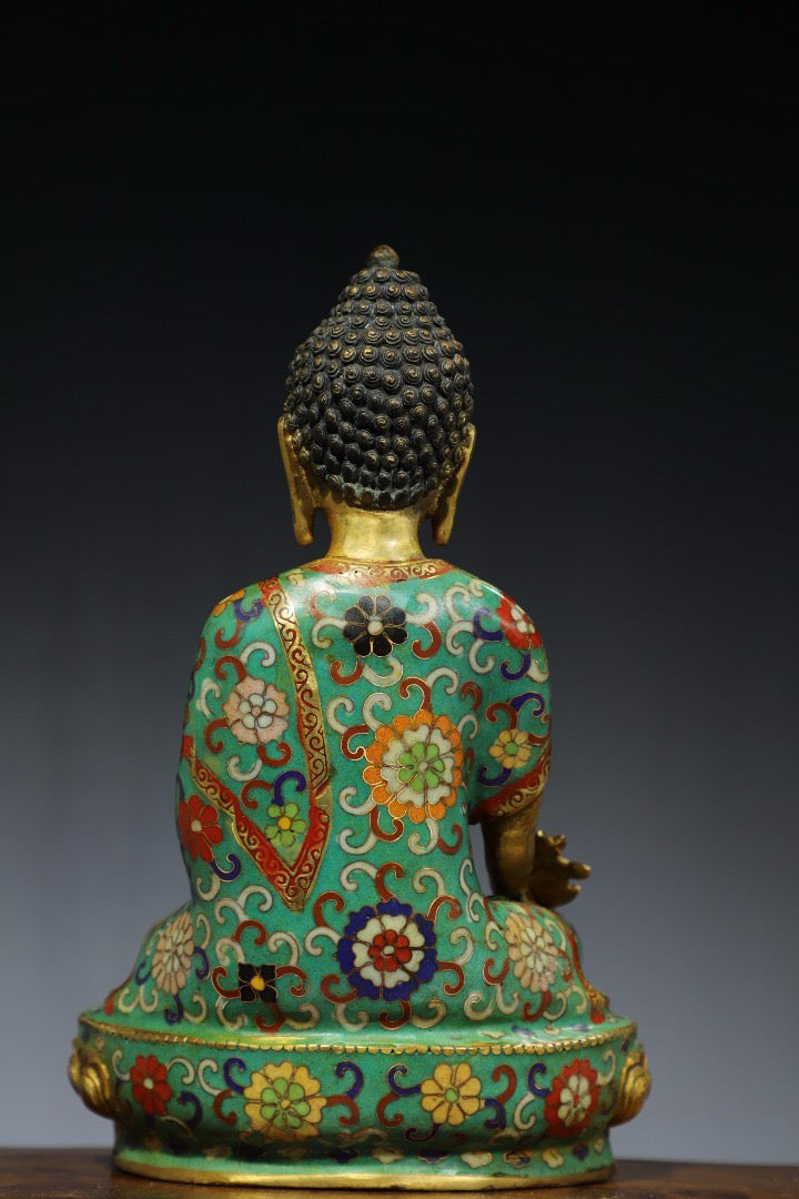 Chinese antique pure copper cloisonne Buddha statue