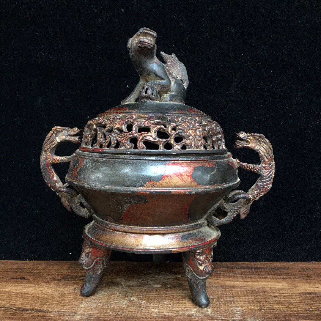 Chinese antique pure copper incense burner
