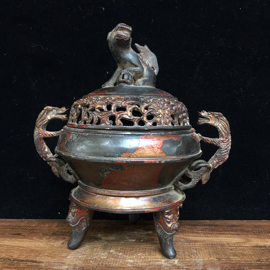 Chinese antique pure copper incense burner