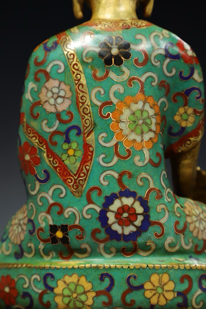 Chinese antique pure copper cloisonne Buddha statue