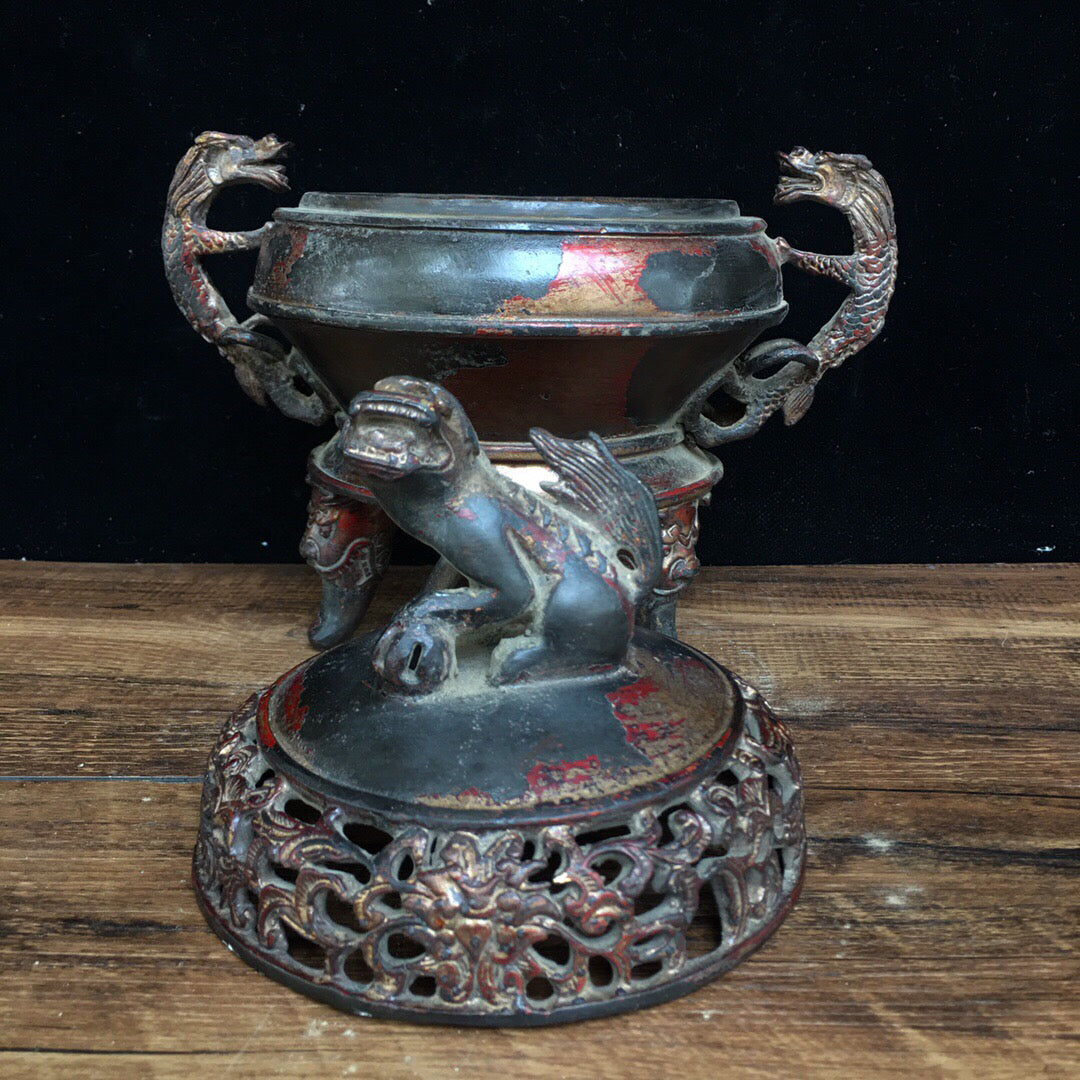 Chinese antique pure copper incense burner